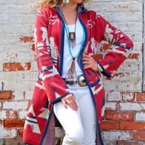 Tasha Polizzi Native American Inspired Hooded Duster Cardigan, size L